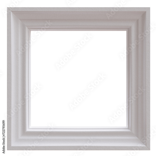 Empty picture frame on wall  white transparent  3d render  PNG
