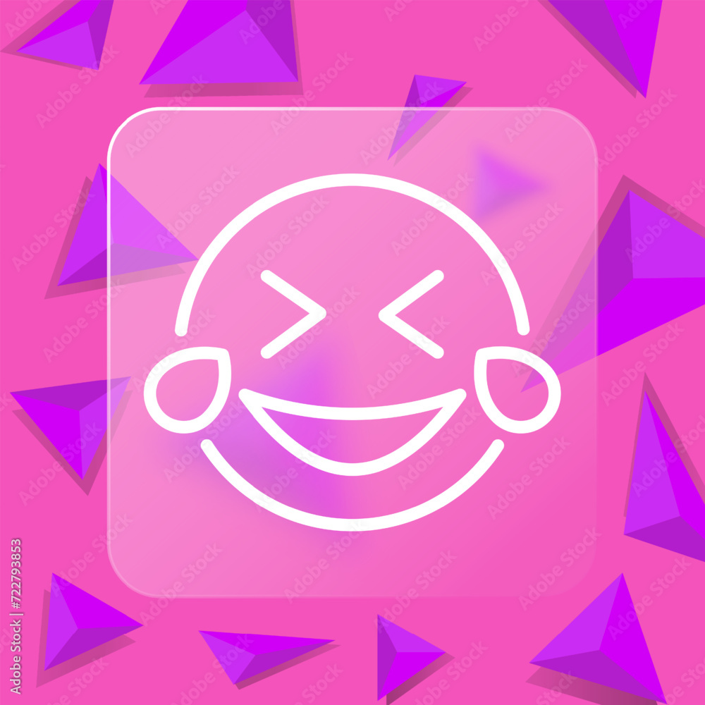 Fototapeta premium Laughter and tears line icon. Emoji, communication, chat, correspondence, forum, online, Internet. Glassmorphism style. Vector line icon for business and advertising