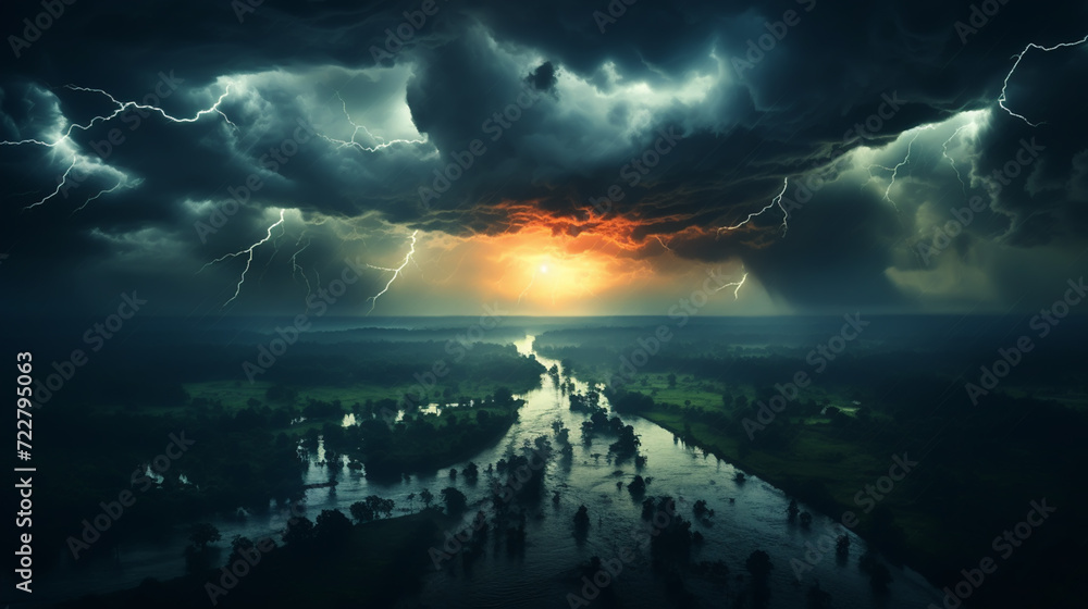 Dark sky during thunderstorm or dark clouds background Dark sky during thunderstorm or dark clouds background