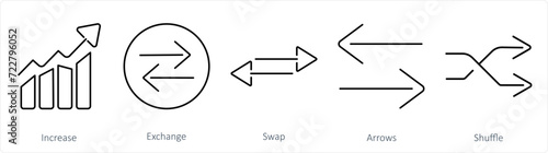 A set of 5 arrows icons as increase, exchange, swap