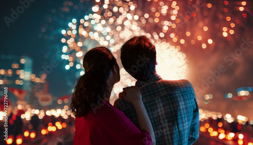 couple watching fireworks