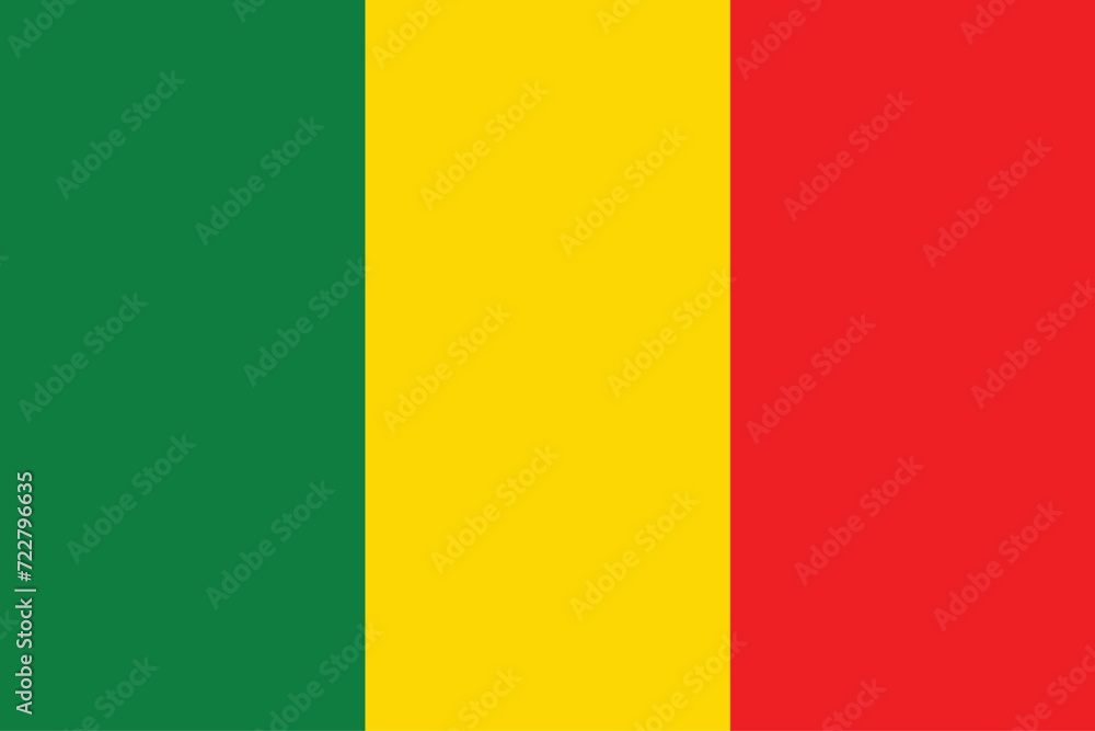 Flags of Mali. Flat element design. National Flag. White isolated background Flags of Mali. Flat element design. National Flag. White isolated background