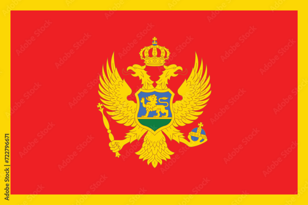 Flags of Montenegro. Flat element design. National Flag. White isolated background Flags of Montenegro. Flat element design. National Flag. White isolated background