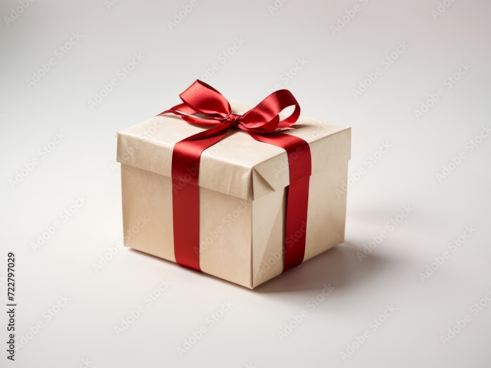 Gift box with red ribbon isolated on white background Gift box with red ribbon isolated on white background