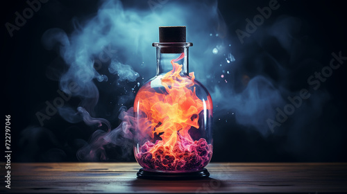 Love elixir, magic spell or poison in glass bubble. photo