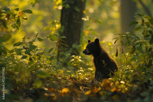 A lively bear cub embarks on a journey through the vibrant tapestry of the forest © Veniamin Kraskov