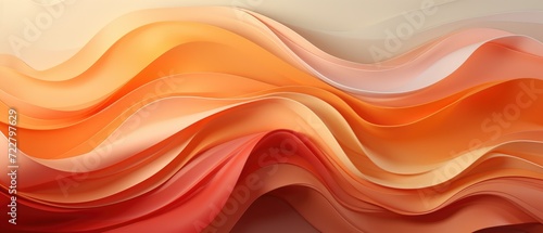 Orange and beige abstract design featuring organic waves in a unique papercut overlapping style, Ai Generated