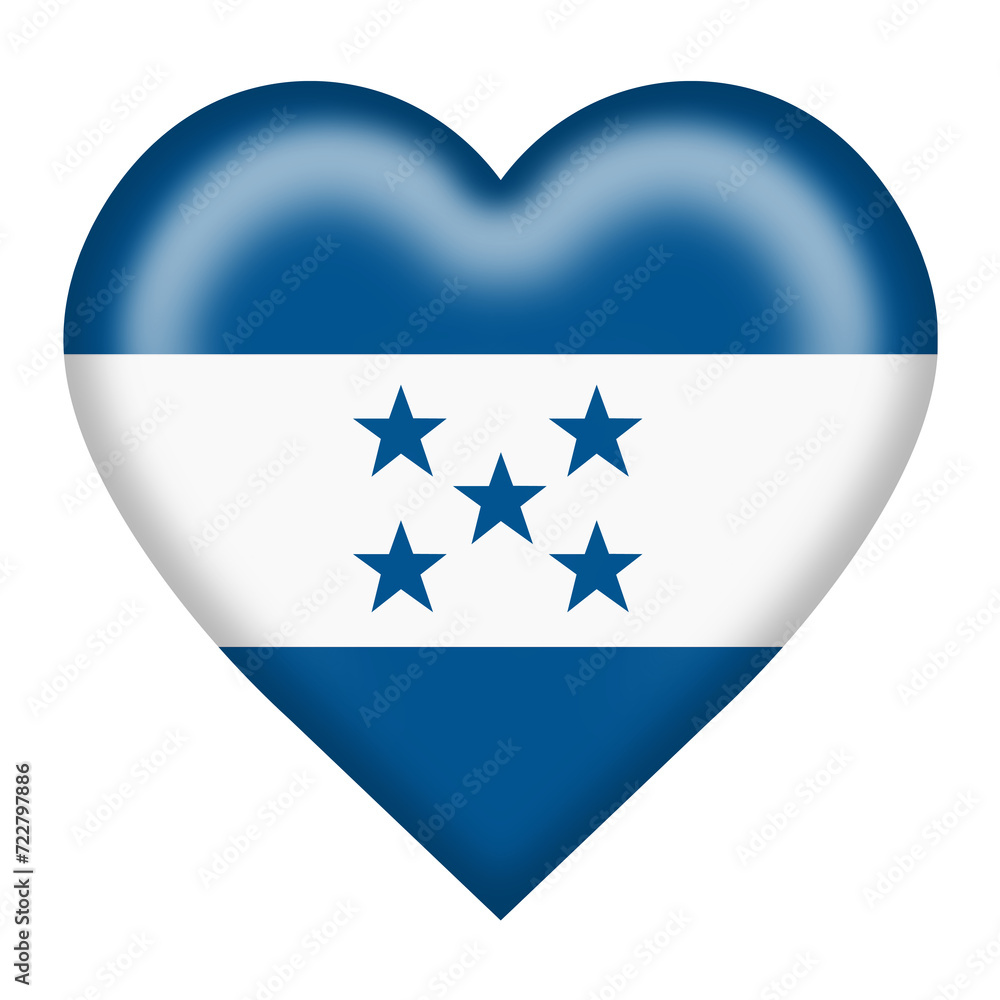 Honduras flag heart button isolated on white with clipping path Honduras flag heart button isolated on white with clipping path