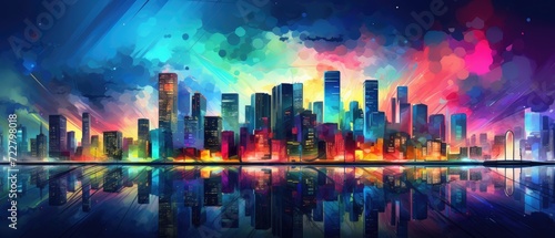 Abstract background of colorful city nightlife, capturing the essence of urban vibrancy, Ai Generated. © Crazy Juke