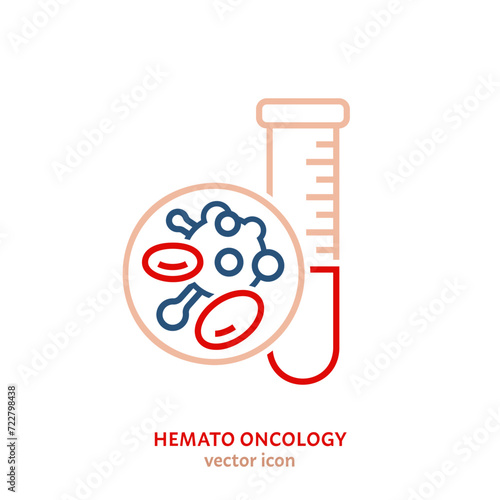 Hemato oncology linear pictogram. Interdisciplinary medical specialty symbol.