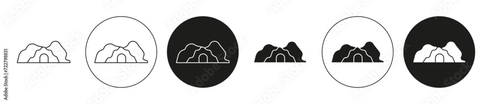 cave linear thin line icon graphics. cave vector set use for web ui or app - obrazy, fototapety, plakaty 