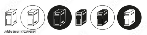 Computer Case linear thin line icon graphics. Computer Case vector set use for web ui or app