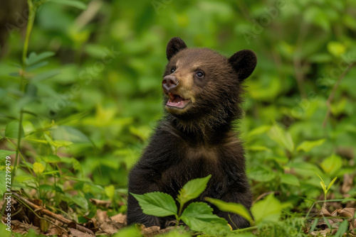 A bear cub revels in the freedom of the wilderness  a joyful spectacle of unbridled play