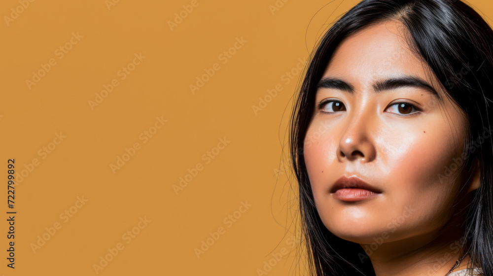 Asian woman portrait isolated on a copy space color background for text Asian woman portrait isolated on a copy space color background for text