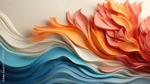 Modern, Soft Pop wave textures on white background. Abstract Waves of Color, Flowing Curves and Bold Hues.
 photo