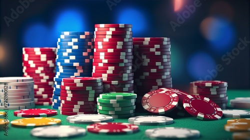 poker chips, stack, table, close-up, gambling, game, casino, bet, wager, money, currency, risk