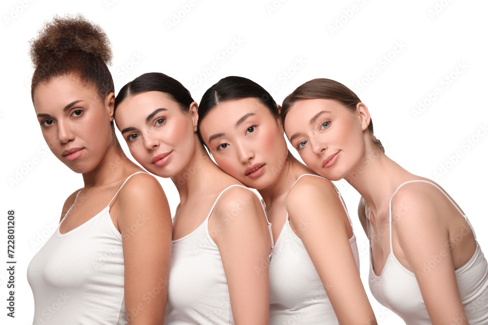 Beautiful young women with healthy skin on white background Beautiful young women with healthy skin on white background