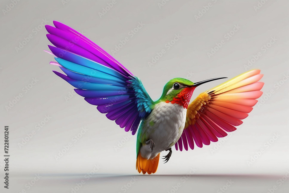 Humorous 3D Hummingbird Animation Against a White Backdrop