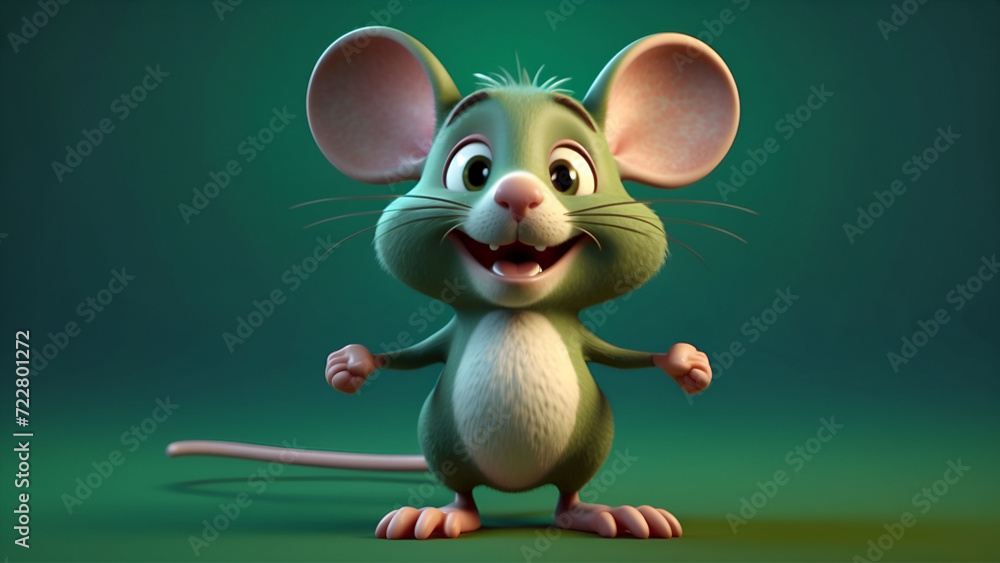 3d animation Funny mouse  - obrazy, fototapety, plakaty 