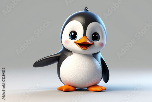 3d animation penguin White background  © Ngoc