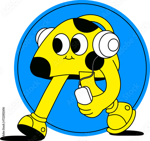 Listening Music Sticker illustration