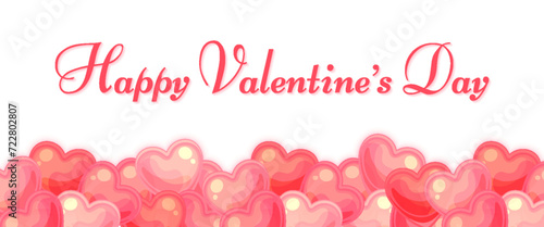 Heart love horizontal seamless pattern background red flat. Festive banner valentines day decoration celebration romantic flyer gift banner party sweetheart cute cartoon web poster brochure birthday