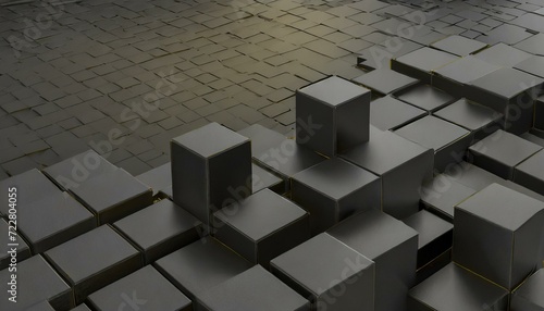 Black Cubes Abstract: 3D Geometric Illustration for Modern Aesthetics"