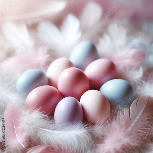 A Soft Embrace of Colorful Eggs Amidst Feathers