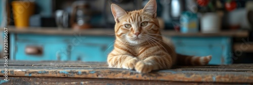 Cat Sitting On Top Wooden Table  Desktop Wallpaper Backgrounds  Background HD For Designer