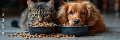 Cats Dog Eating Pet Food Bowls, Desktop Wallpaper Backgrounds, Background HD For Designer