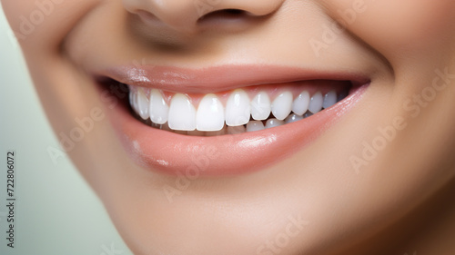 close up smiling woman white teeth for advertising