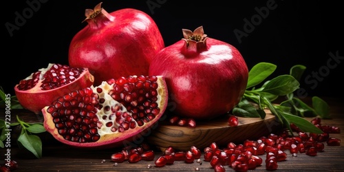 Pomegranate, Red Ripe Whole Fruit Group, Grenadine Ingredient Fresh Sweet Organic Pomegranates