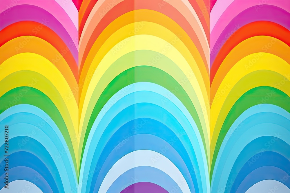 Retro Rainbow Abstract Background, Vintage 70s Rain Bow Arch Pattern, Gay Symbol Banner, AI - obrazy, fototapety, plakaty 