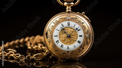 Timeless relic, artful engravings, antique allure, ornate design, historical timekeeping. Generated by AI.