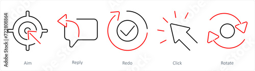 A set of 5 arrows icons as aim, reply, redo