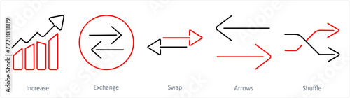 A set of 5 arrows icons as increase, exchange, swap