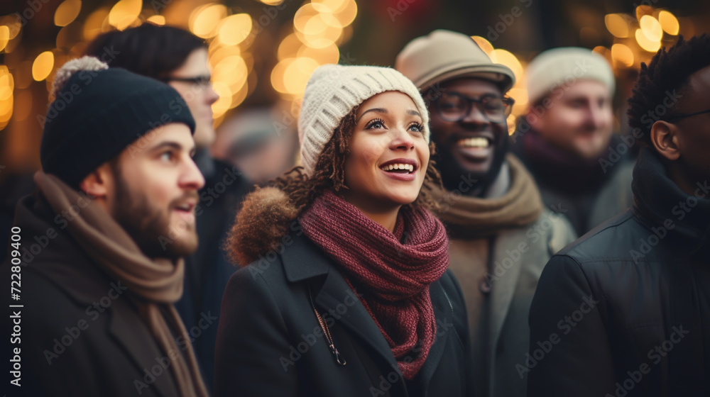 Caroling Day. Singing on a street. Caroling Day. Singing on a street.