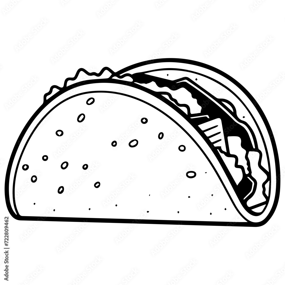 taco icon illustration, taco silhouette logo svg vector taco icon illustration, taco silhouette logo svg vector
