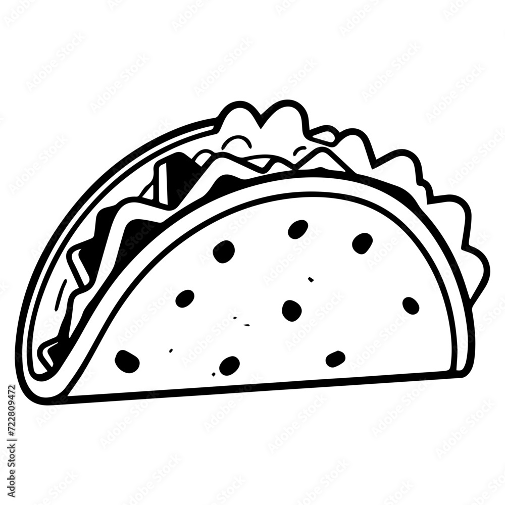 taco icon illustration, taco silhouette logo svg vector taco icon illustration, taco silhouette logo svg vector
