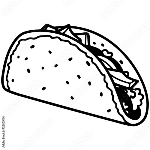 taco icon illustration, taco silhouette logo svg vector