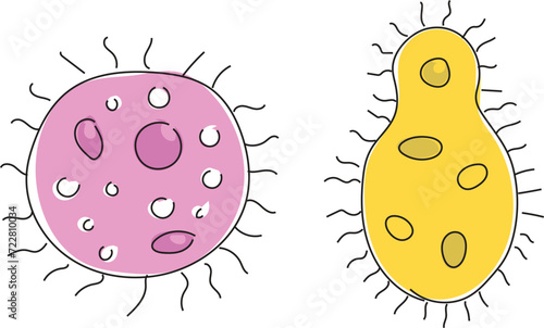Bacteria drawing in different color.