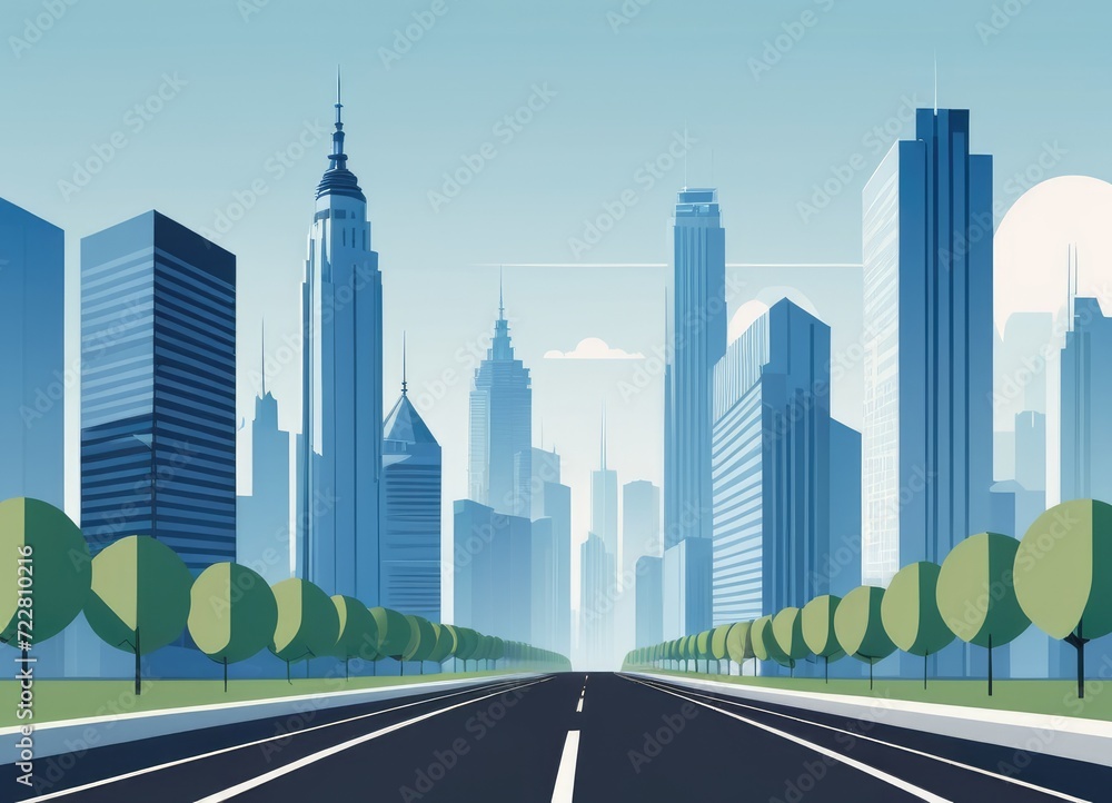 Fototapeta premium A cityscape landscape showcasing skyscrapers and roads by ai generated