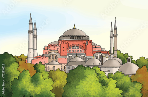 Hagia Sophia is the famous historical building of the Istanbul. Now it's a museum as a world wonder. photo