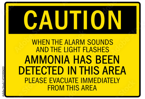 Do not enter when light is on sign ammonia has been detected in this area