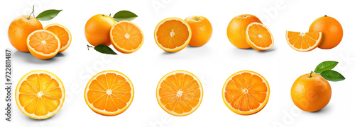 Set of Half orange and Orange on transparency background PNG