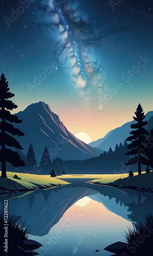 A natural landscape set against the backdrop of the Milky Way by ai generated