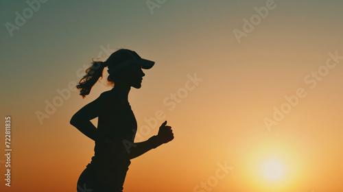 Silhouette of woman running against clear sky © Ashley