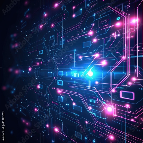 Glowing Circuitry in Futuristic Technological Setting