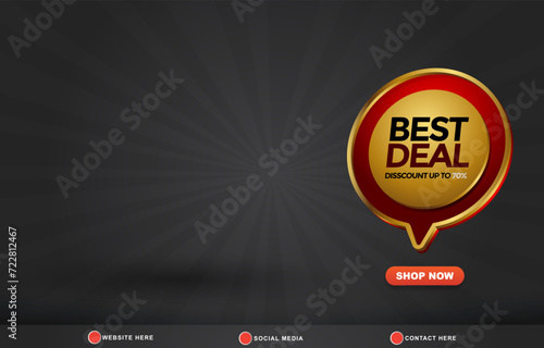 best sale discount template banner with copy space for product sale with abstract gradient black background design