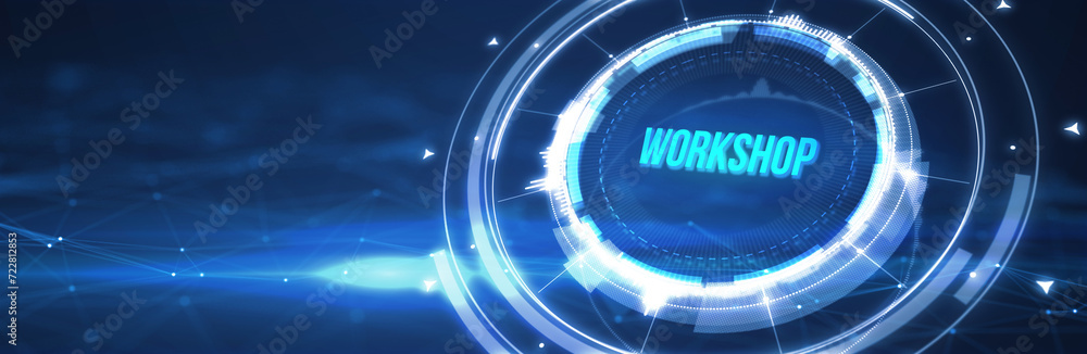 Business, Technology, Internet and network concept. Webinar e-learning. Training concept. 3d illustration Business, Technology, Internet and network concept. Webinar e-learning. Training concept. 3d illustration